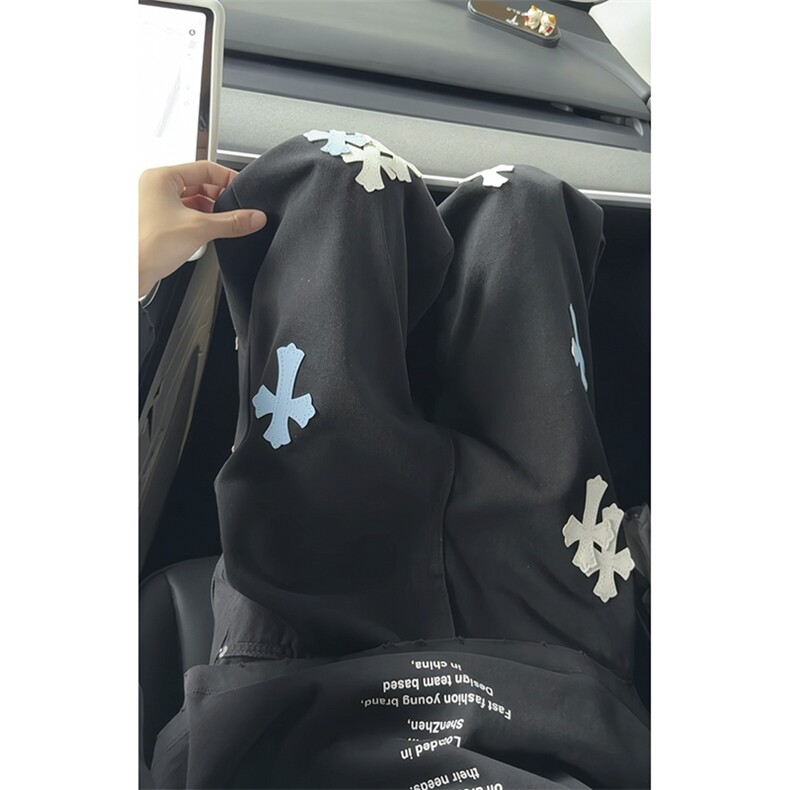 NZ01-P45控78美式高街十字架牛仔裤男潮牌痞帅宽松直筒vibr长裤,男装牛仔裤,星座403（原603-1）