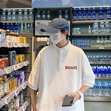 PL57113-P35 翻领短袖polo衫男大码胖子半袖t恤男有领保罗衫 模特图片