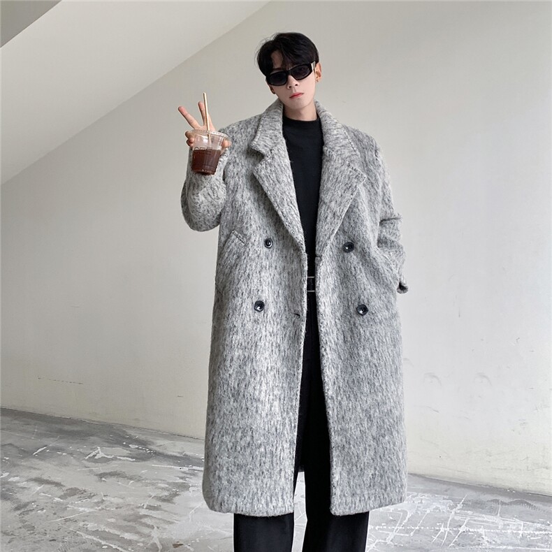 港风长毛马海毛财阀灰西装大衣加厚羊毛大衣YM77717P210控298,男装西服套装,星座227-7