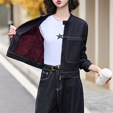 高级感气质牛仔短外套女春秋新款小个子宽松百搭复古长袖夹克上衣，女装牛仔外套，跑量工厂店