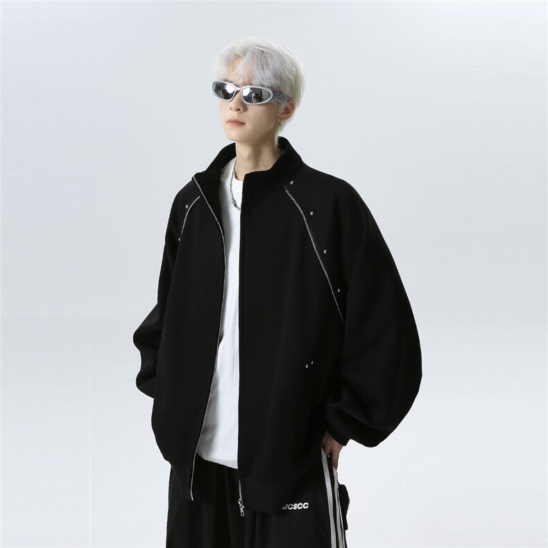 2025美式纯色手工钉珠立领夹克男秋季情侣工装外套JK702-P68,男装夹克,电商C307