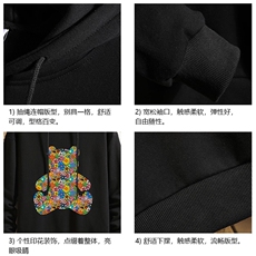 WY2222-P35纯棉连帽卫衣男大码运动帽衫宽松薄砖墙，男装卫衣，电商A040A