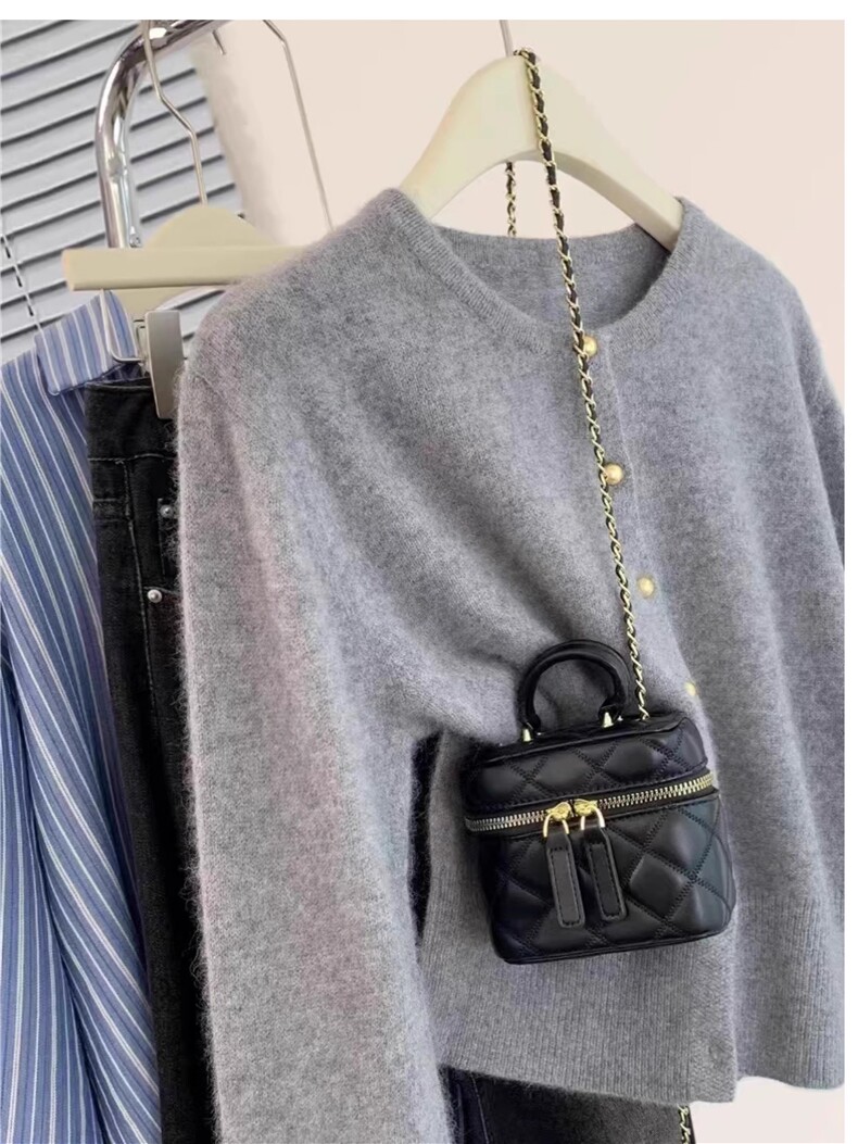 2025年秋季通勤单件长袖圆领开衫，女装针织衫/毛衣，德聚羊绒