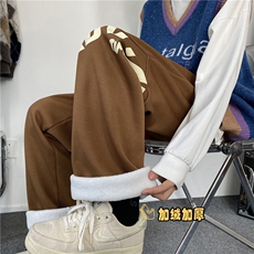 INS冬季菠萝格加绒宽松休闲卫裤发泡印花B315-K23404JR-p55控68，男装休闲裤，电商B315
