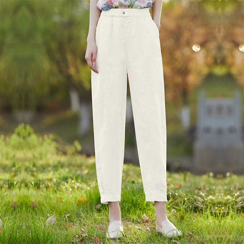 2026年夏季苎麻小脚裤苎麻棉,女装休闲裤,江南依恋