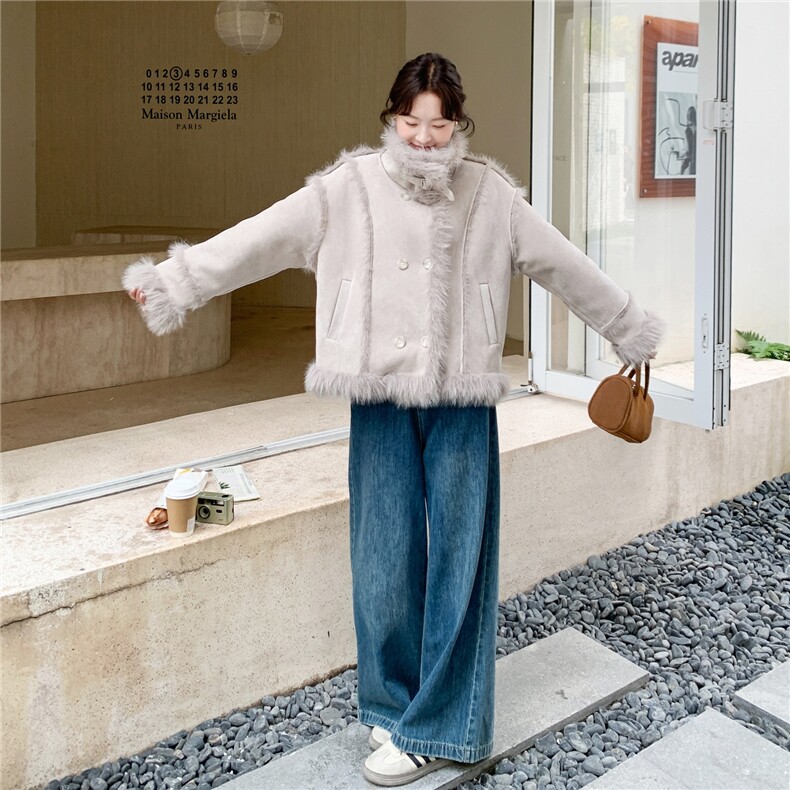现货：冬季新款高级感宽松加厚皮毛一体外套2C135-8956P255K378,女装皮草,2C135