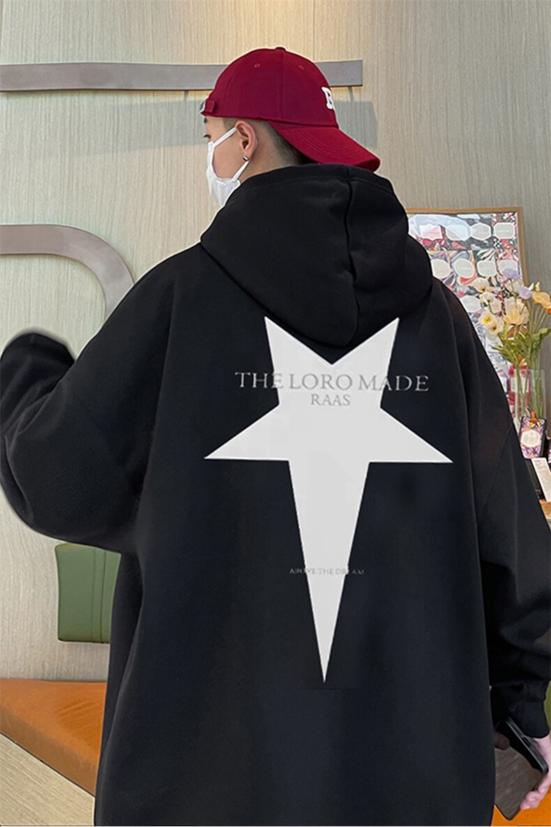 2023秋装新款印花外套学生港仔宽松情侣连帽卫衣W501-P50,男装卫衣,四季星座505