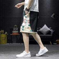 复古风刺绣工装短裤男潮牌街头宽松阔腿休闲百搭中裤K41-P60，男装休闲裤，星座816-2（原B366-1）