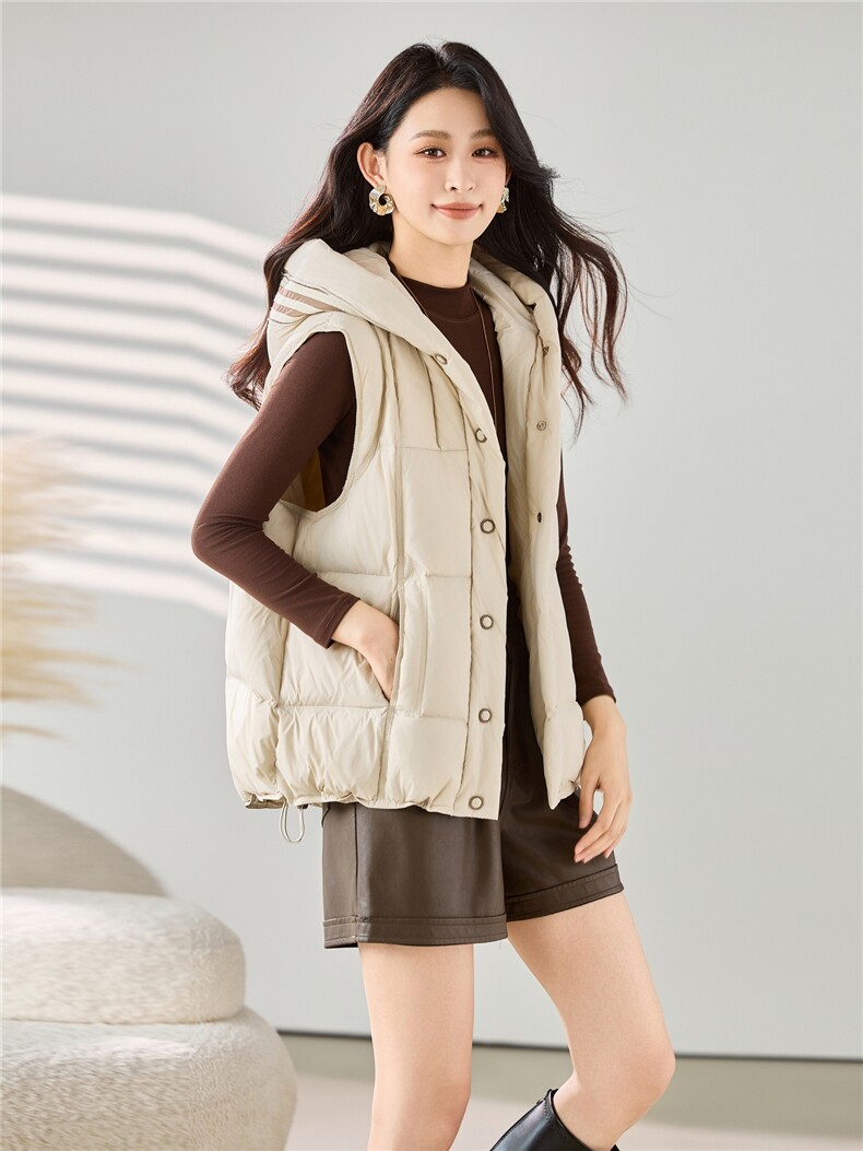 2025冬装新款连帽羽绒马甲,女装羽绒服,梦芯尔
