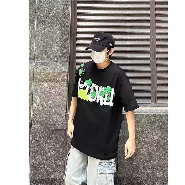 葡萄网球毛巾刺绣T恤男夏季青少年情侣穿搭美式高街重磅短袖,男装T恤,星座218-1（原230）
