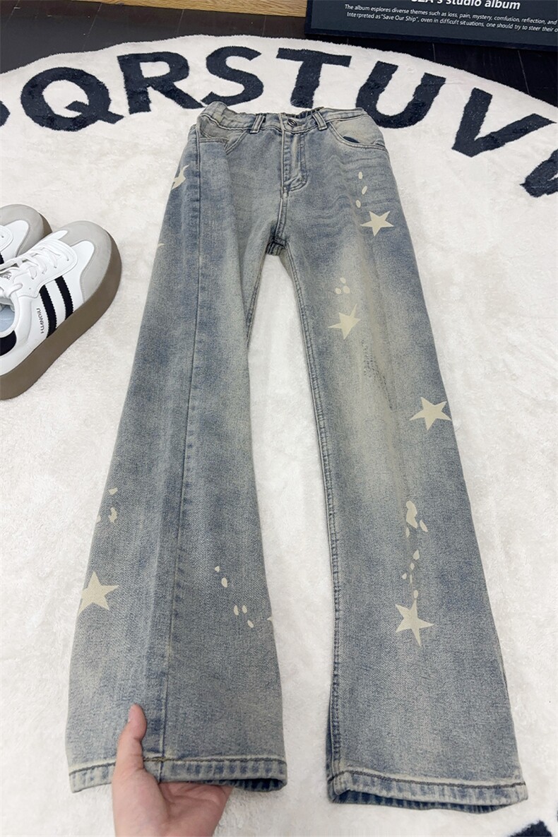 B221美式ins高街修身五角星微喇牛仔裤LK25580-特P45控78,男装牛仔裤,电商B221