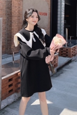 春季新款甜美娃娃领小个子显高卫衣裙，女装连衣裙，秀美人生