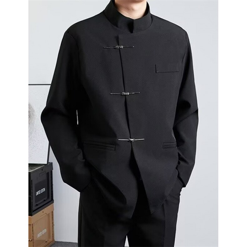 新中式西装男士春秋新款风中山装立领西服外套 XX35图片