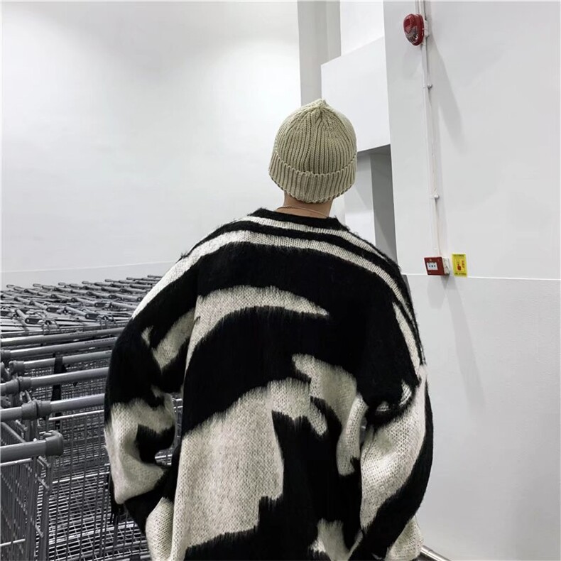 美式扎染毛衣男ins潮宽松慵懒风情侣针织衫外套潮牌冬季M2432-p45,男装针织衫/毛衣,星座1008