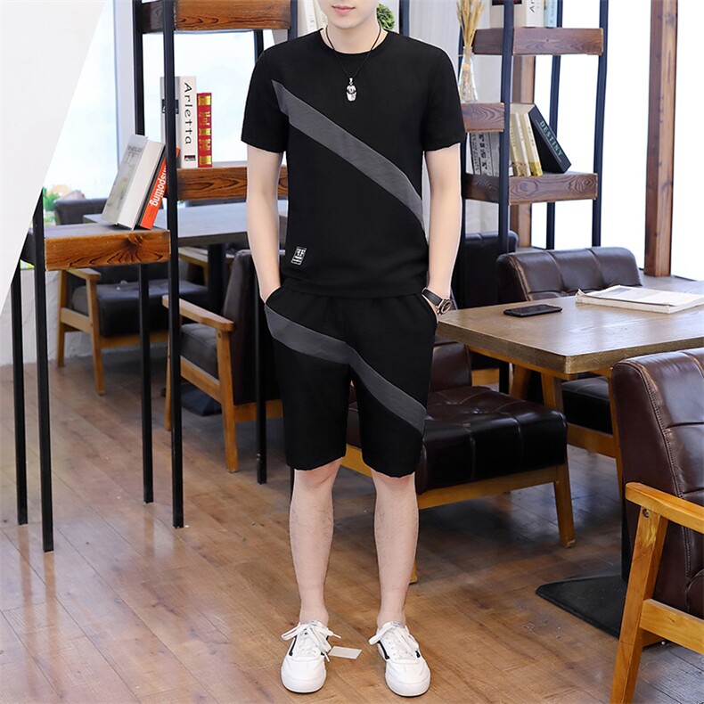 【】2021夏季新款短袖套装男士潮流t恤潮牌男装T718-P50,男装休闲套装,星座1206（原A206）