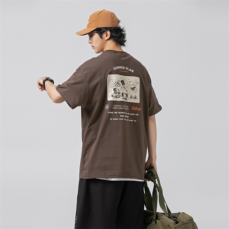 外27-2GANYOU日系240g跑量款基础后背印花T恤TX63-P38，男装T恤，新杭派外27-2