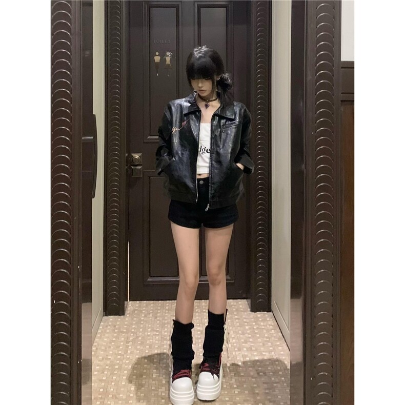 2026欧美酷飒蜻蜓女人像超清油墨印花复古皱纹路蜡面皮衣夹克男女,男装夹克,星座506A