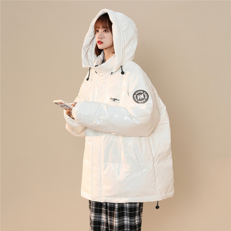 中性风22冬季炫彩亮面设计感贴标保暖连帽羽绒服YR100P255控298,男装羽绒服,A247A