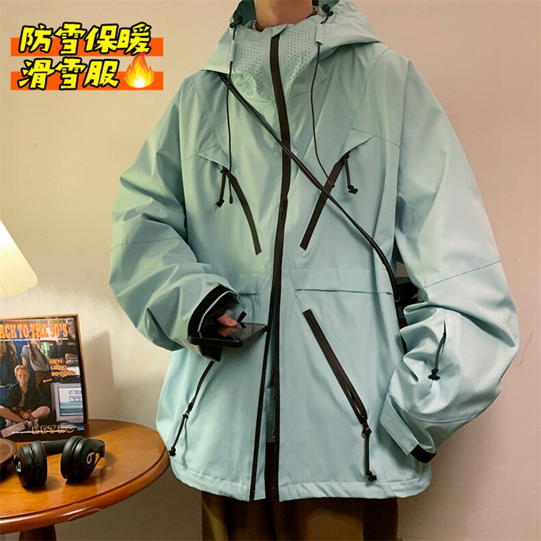 冬新魔术贴滑雪服夹克外套男防风防水拉链大码加绒加厚M19-P180,男装棉衣,电商A001-1