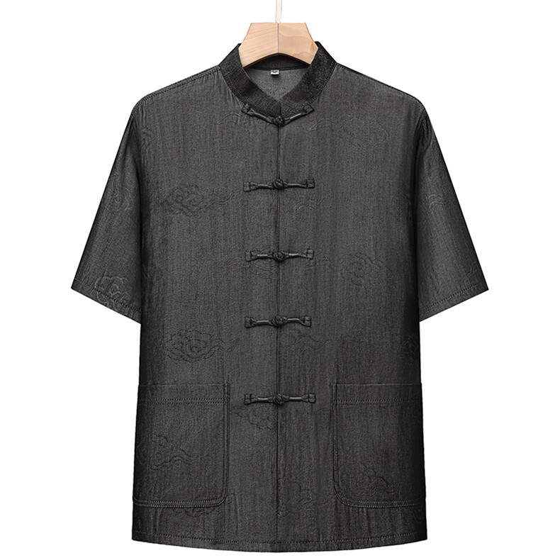 风唐装棉麻短袖衬衫套装男士夏装太极服宽松套装TRA303-P110,男装T恤,星座1105-3