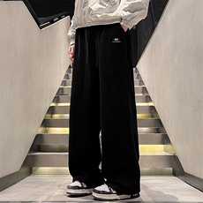 卫裤男士秋冬宽松直筒裤针织提花休闲裤灰色美式长裤Z2609-P40特，男装休闲裤，星座509