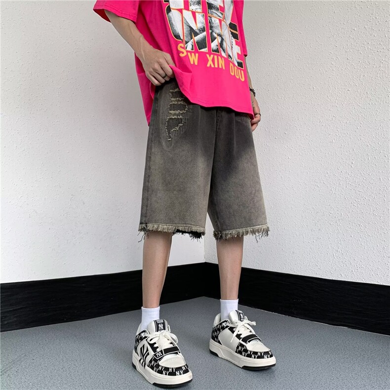 牛仔短裤男韩版潮流个性2026夏季新款ins宽松五分裤RK380-P43,男装牛仔裤,星座412