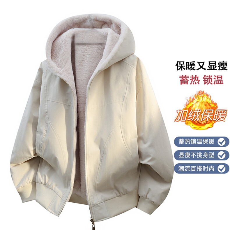 座山雕加绒加厚棉衣外套新款重磅情侣两面穿夹克 A436-8882-P100图片