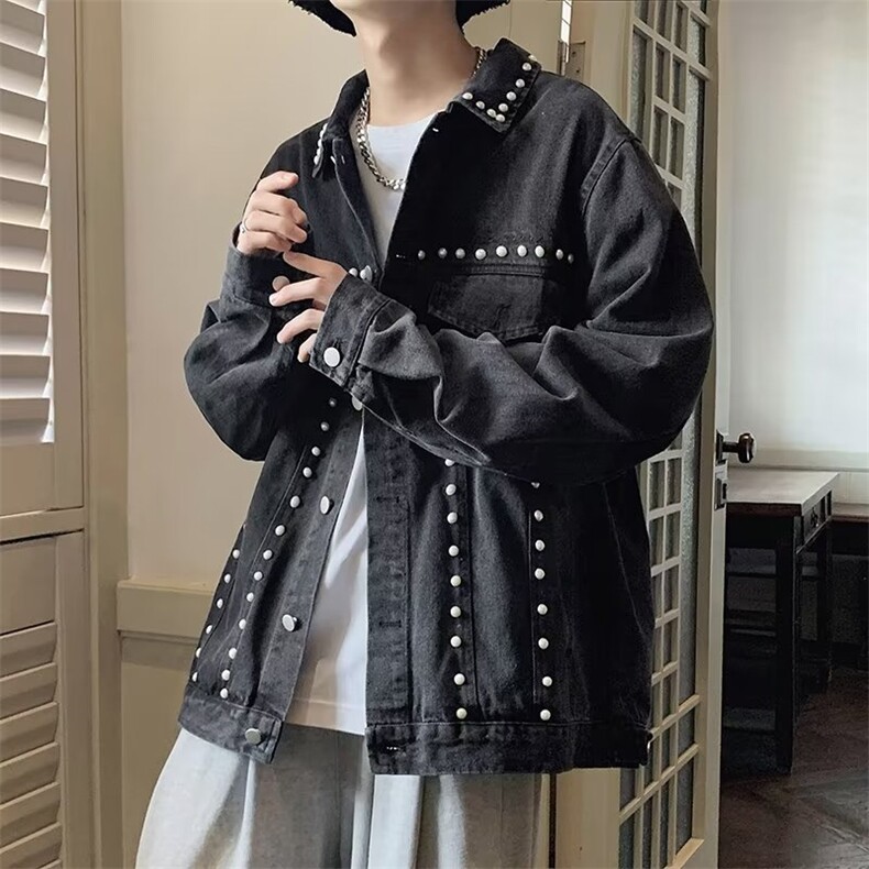 春秋季牛仔外套男潮牌高街日系复古美式宽松港风个性韩版潮流夹克,男装夹克,星座1210-1