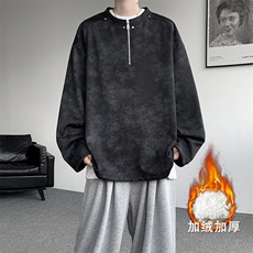 WY10147-特P36控68重磅扎染正肩铆钉半拉链大码休闲卫衣男，男装卫衣，电商A059