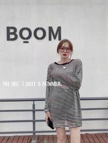 韩版条纹防晒，女装，Tπ