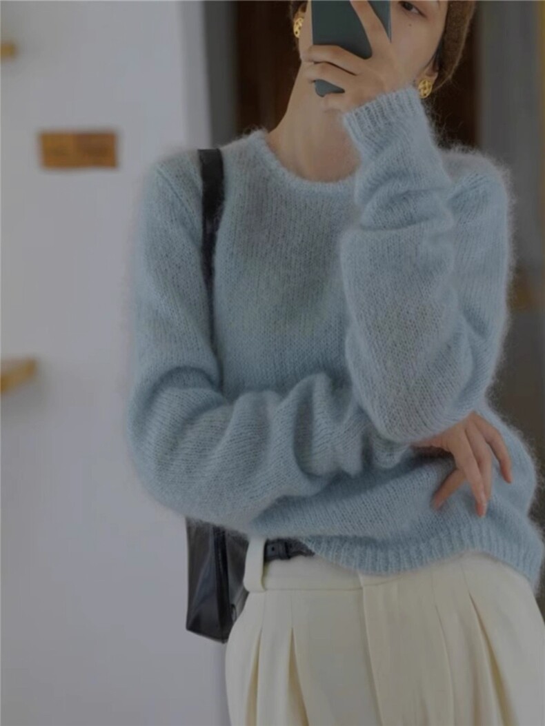 2025年秋季常规长袖套头圆领舒适柔软简约，女装针织衫/毛衣，恩泰羊绒