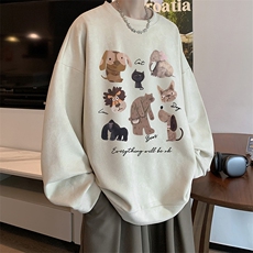 麂皮绒卫衣男大码重磅长袖t恤男JW81444-P35加绒款P45，男装T恤，电商A040