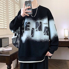 W25208-特P40长袖t恤男潮牌印花圆领上衣春季宽松休闲打底衫，男装卫衣，电商D310B