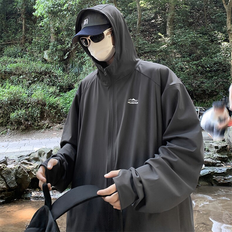 A576-P36日系薄款山系户外冰丝防晒衣潮牌宽松连帽防紫外线外套,男装防晒衣,星座512-6