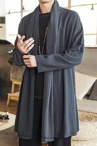 2021春秋季中国风开衫传统堆堆领亚麻长袖开衫披风男外套D263P90图片
