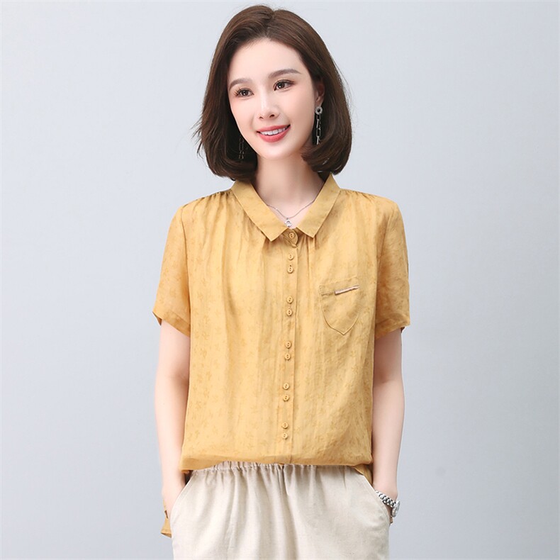 2023夏季纯苎麻刺绣简约气质宽松时尚休闲显瘦舒适上衣,女装衬衫,独衣靓