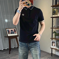 1506/QGP70410/P39夏季男polo衫t恤刺绣字母拼色薄款潮流休闲体恤，男装T恤，星座1506
