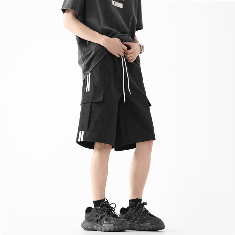 抖音品质工装风口袋条纹宽松休闲五分裤B315-K24170-特p30控58,男装牛仔裤,电商B315
