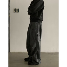 水洗做旧工装裤男女廓形宽松阔腿休闲裤口袋伞兵裤K9002-P66网图，女装牛仔裤，电商B245