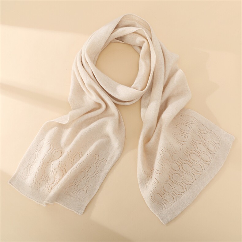 秋冬季羊绒简约休闲百搭时尚七针平面+挑空围巾，围巾，云暖羊山羊绒
