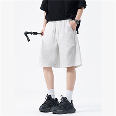 ！水洗褶皱三条杠卫裤短裤男夏2025新款中裤815A-DK22-38控68，男装休闲裤，星座815A