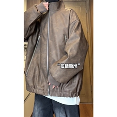 量大优双拉链美式复古做旧PU皮夹克X1213-DY2315-特80，男装夹克，星座1213