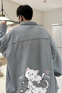 牛仔夹克男大码牛仔外套男茄克 NJ77300-P60加绒款-P75图片