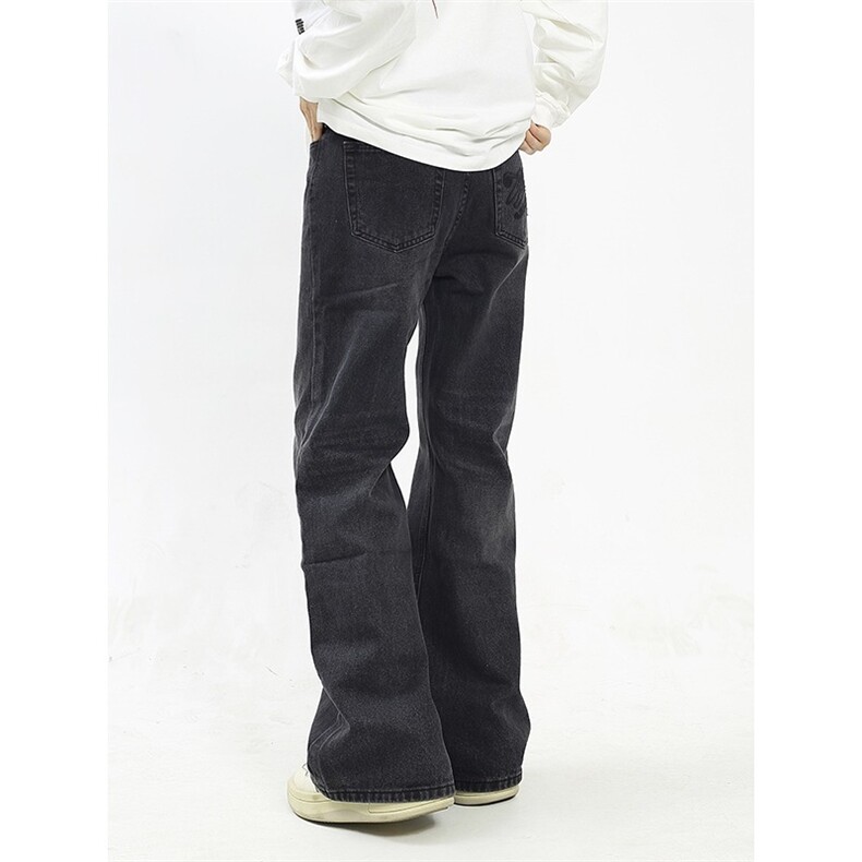 W11113-P48网图现货春季新款黑灰色百搭宽松直筒复古水洗牛仔裤,男装牛仔裤,星座1608