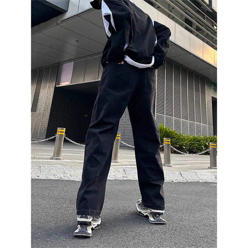 美式高街vibe风直筒长裤欧美痞帅男hiphop复古水洗拼接工装牛仔裤,男装牛仔裤,星座301D-4(原星座1004-4）