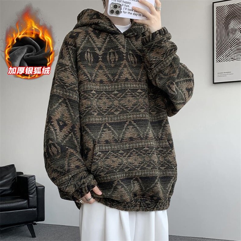 540g高克重银狐绒宽松大口袋舒适卫衣男W5409J加绒-特P75控138，男装卫衣，电商A001