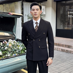 7722-P245 2025秋季时尚英伦风男士双排扣西服西裤两件套装图片