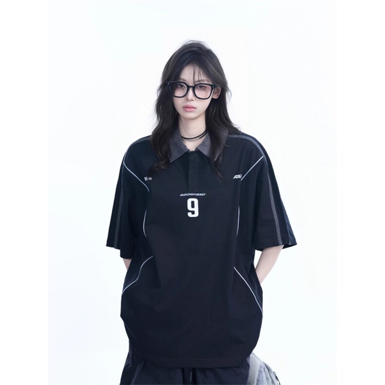 网络图现货280克重磅美式高街学院风情侣短袖POLO衫JT172-P48,男装T恤,星座715-7