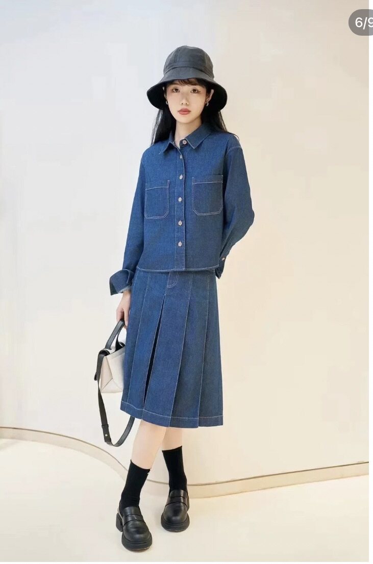2025年秋季宽松型休闲长袖女装春季轻薄棉弹牛仔长袖衬衫,女装衬衫,泰合衣坊