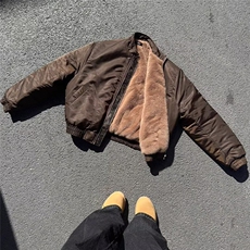 网图美潮三幻蛇仿兔毛boxy版飞行员夹克棉服W1936/特P98，男装夹克，电商B350
